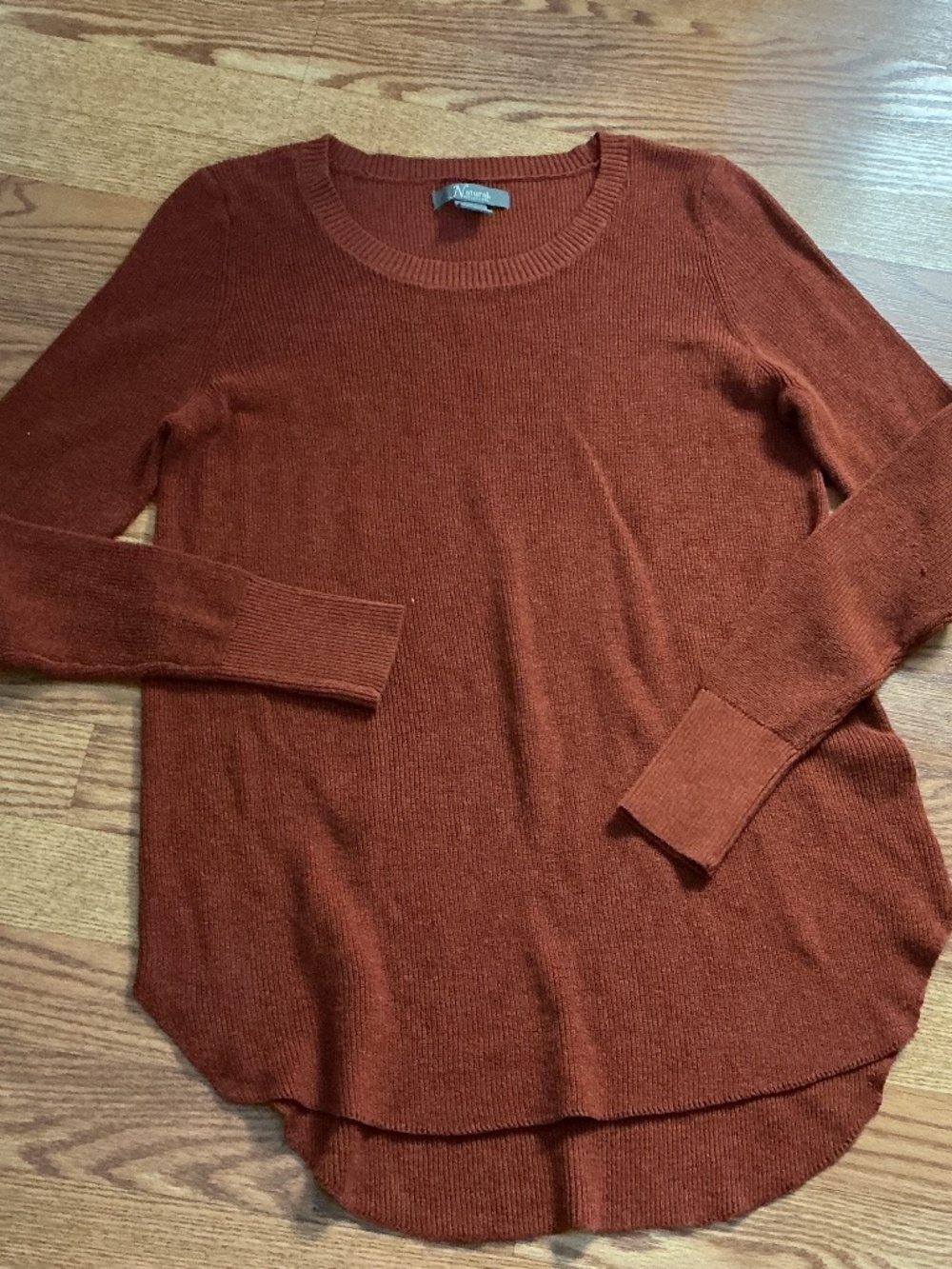 Natural Reflections Rust Color Ribbed Long Sleeve Sweater Tunic Size L